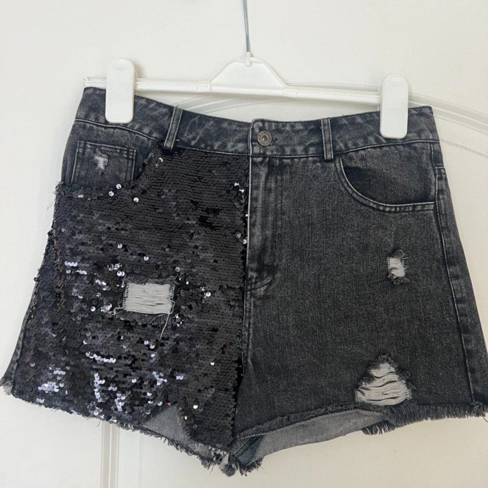 Fab’rik black sequin shorts size M